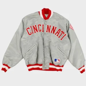 Cincinnati Reds Grey Starter Bomber Jacket