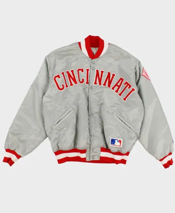 Cincinnati Reds Grey Starter Bomber Jacket