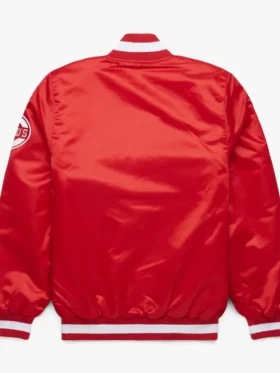 Cincinnati Reds Red Satin Bomber Jacket Back