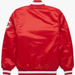 Cincinnati Reds Red Satin Bomber Jacket Back