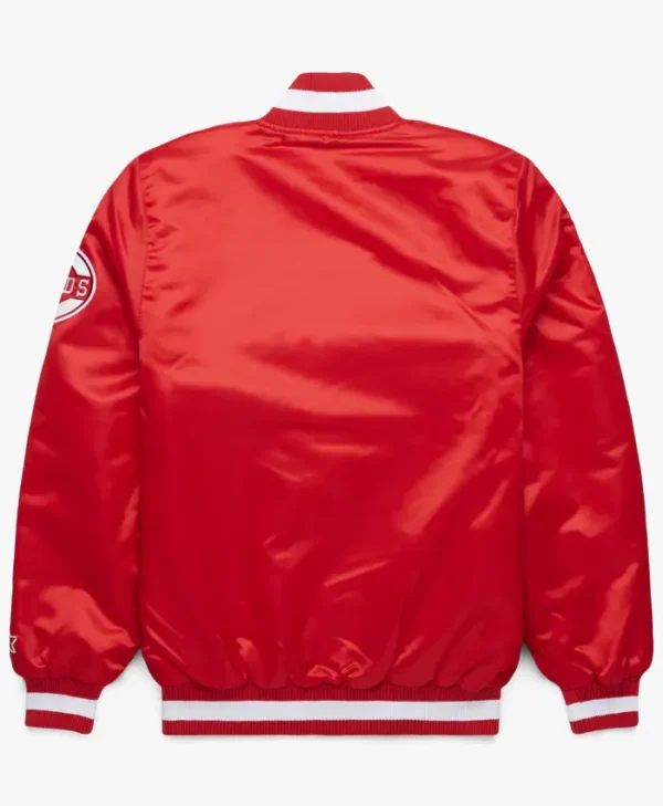 Cincinnati Reds Red Satin Bomber Jacket Back