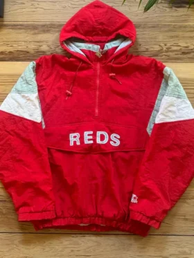 Cincinnati Reds Red Vintage Pull Over Starter Jacket