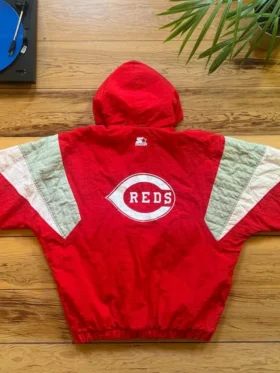 Cincinnati Reds Red Vintage Pull Over Starter Jacket Back