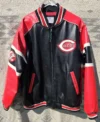 Cincinnati Reds Vintage Leather Zipper Jacket