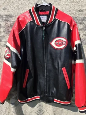 Cincinnati Reds Vintage Leather Zipper Jacket