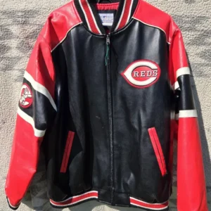 Cincinnati Reds Vintage Leather Zipper Jacket