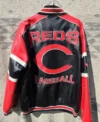 Cincinnati Reds Vintage Leather Zipper Jacket Back