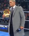 Cody Rhodes Grey Wool Coat Front