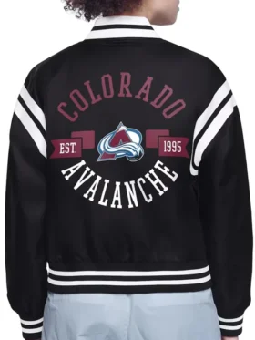 Colorado Avalanche Black Satin Jacket Back