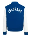Colorado Avalanche Blue And White Classic Varsity Jacket Back