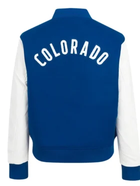 Colorado Avalanche Blue And White Classic Varsity Jacket Back