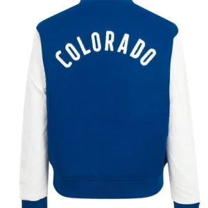 Colorado Avalanche Blue And White Classic Varsity Jacket Back