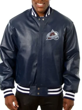 Colorado Avalanche Blue Leather Jacket
