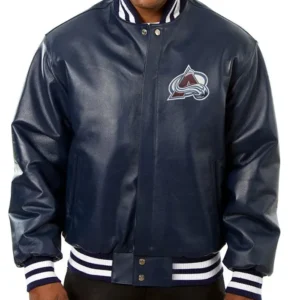 Colorado Avalanche Blue Leather Jacket