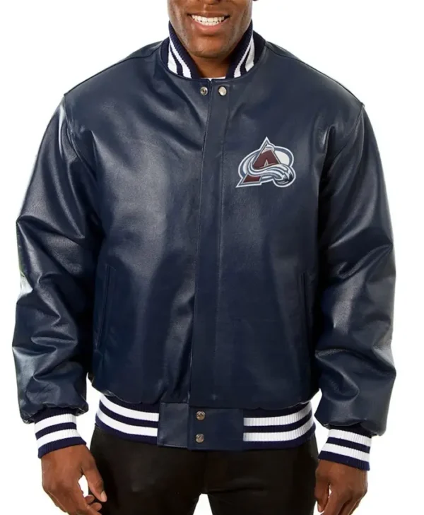 Colorado Avalanche Blue Leather Jacket