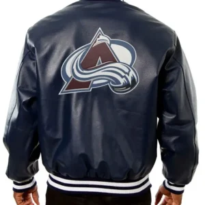 Colorado Avalanche Blue Leather Jacket Back