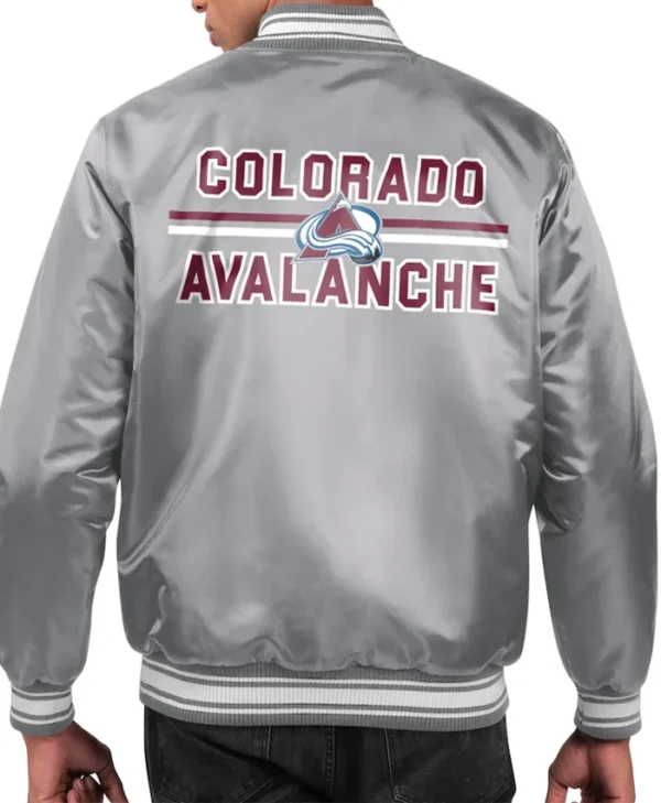 Colorado Avalanche Grey Printed Team Logo Jacket Back