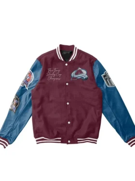 Colorado Avalanche Maroon And Blue Varsity Jacket