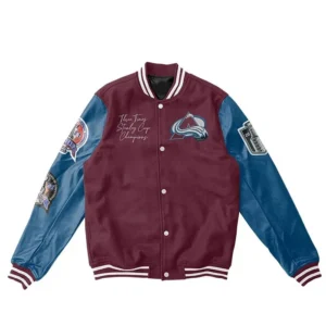 Colorado Avalanche Maroon And Blue Varsity Jacket