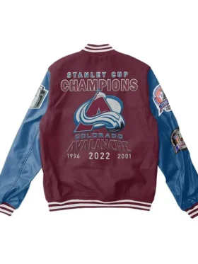 Colorado Avalanche Maroon And Blue Varsity Jacket Back