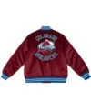 Colorado Avalanche Maroon Bomber Satin Jacket Back