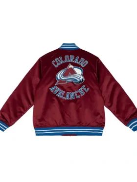Colorado Avalanche Maroon Bomber Satin Jacket Back
