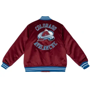 Colorado Avalanche Maroon Bomber Satin Jacket Back