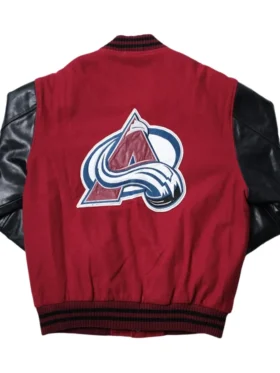 Colorado Avalanche Red And Black Vintage Varsity Jacket Back