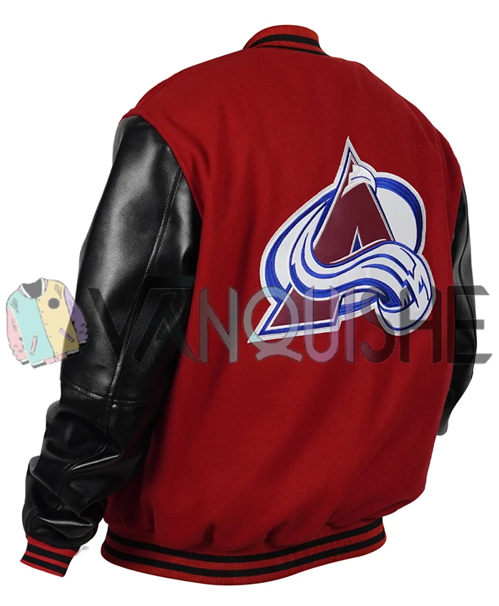 Colorado Avalanche Red And Black Vintage Varsity Jacket left back