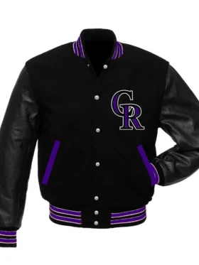 Colorado Rockies Black And Purple Varsity Jacket