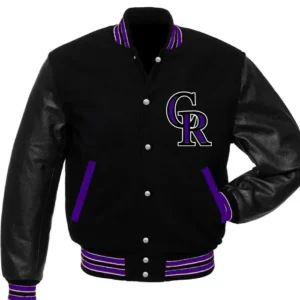 Colorado Rockies Black And Purple Varsity Jacket