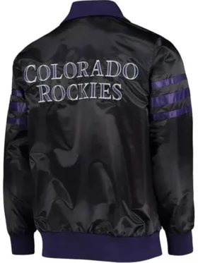 Colorado Rockies Black Bomber Satin Jacket 1