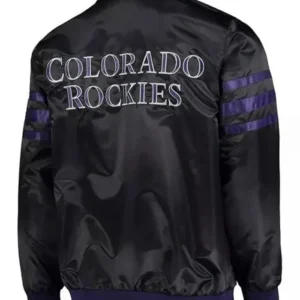 Colorado Rockies Black Bomber Satin Jacket 1