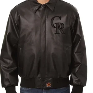 Colorado Rockies Black Leather Bomber Jacket