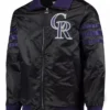 Colorado Rockies Black Satin Bomber Jacket 1