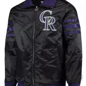 Colorado Rockies Black Satin Bomber Jacket 1