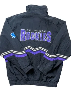 Colorado Rockies Black Vintage Zip Bomber Jacket