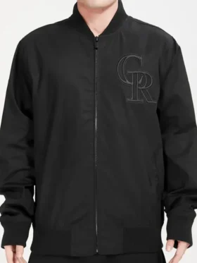 Colorado Rockies Black Zipper Bomber Jacket