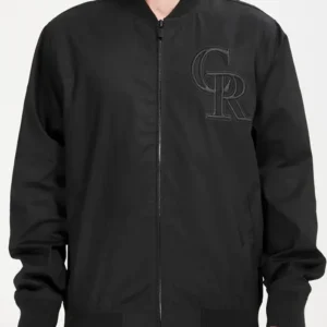 Colorado Rockies Black Zipper Bomber Jacket