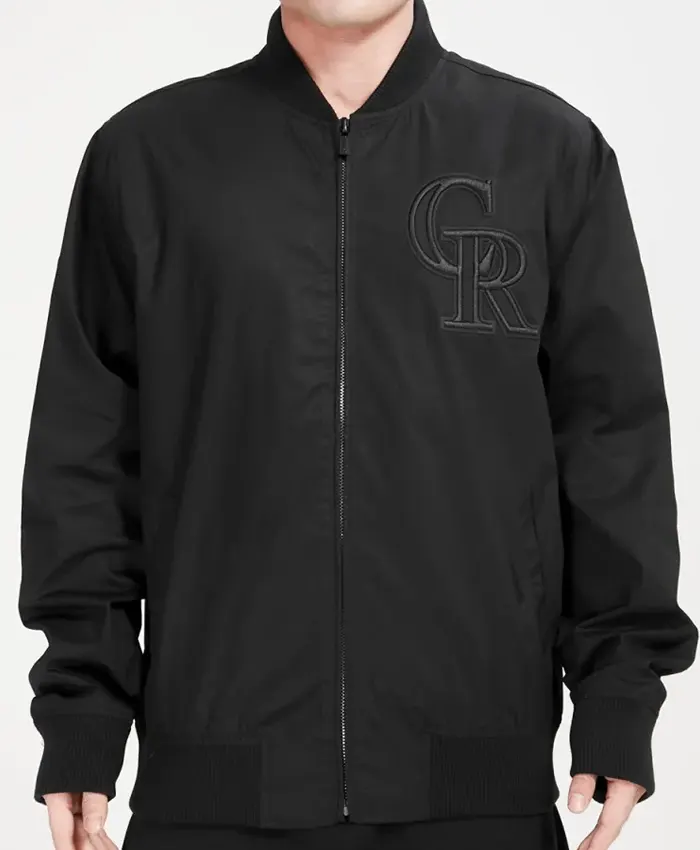 Colorado Rockies Black Zipper Bomber Jacket