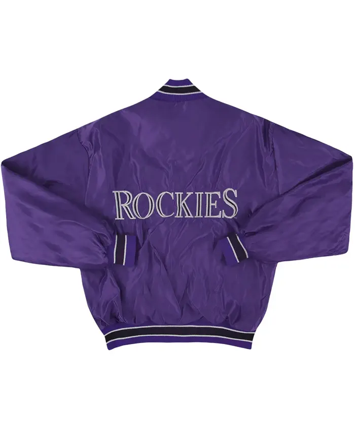 Colorado Rockies Purple Vintage Full Snap Bomber Jacket 1
