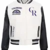 Colorado Rockies White And Black Varsity Wool Jacket