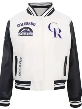Colorado Rockies White And Black Varsity Wool Jacket