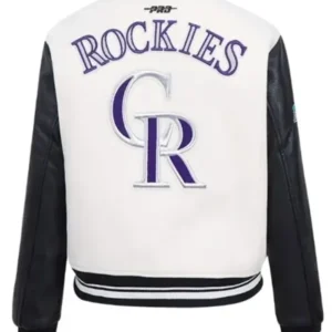 Colorado Rockies White Black Varsity Wool Jacket