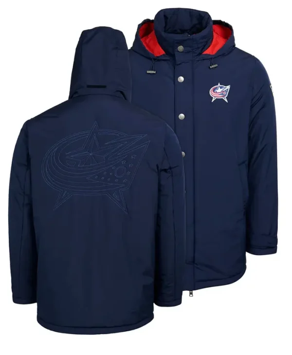 Columbus Blue Jackets Coach Navy Blue Hooded Jacket