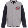 Columbus Blue Jackets Grey And Navy Varsity Jacket