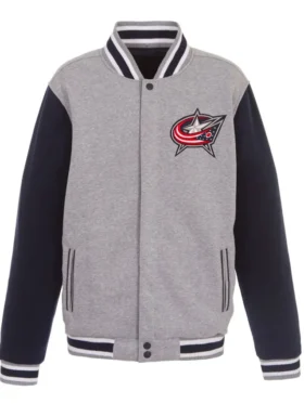 Columbus Blue Jackets Grey And Navy Varsity Jacket