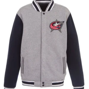 Columbus Blue Jackets Grey And Navy Varsity Jacket