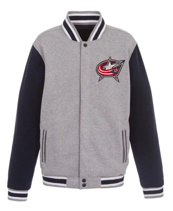 Columbus Blue Jackets Grey And Navy Varsity Jacket