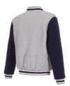 Columbus Blue Jackets Grey And Navy Varsity Jacket Back